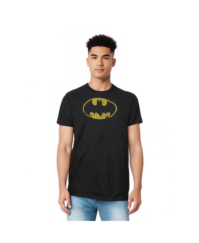 Batman Men's Classic Logo Distressed Adult Heather Tee / T-Shirt