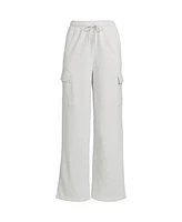 Lands' End Plus Serious Sweats High Rise Wide Leg Cargo Pants