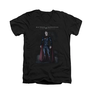 Batman V Superman Men's Stand Short Sleeve Adult Neck Premium Cotton Tee / T-Shirt