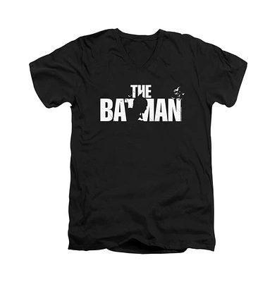 Batman Men's The Silhouette Title Short Sleeve Adult V Neck Premium Cotton Tee / T-Shirt