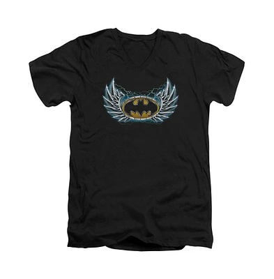 Batman Men's Steel Wings Logo Short Sleeve Adult V Neck Tee / T-Shirt