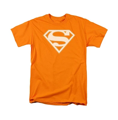 Superman Men's Orange & White Shield Short Sleeve Adult Tee / T-Shirt