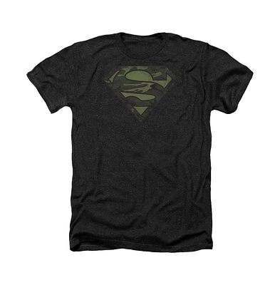 Superman Men's Camo Logo Distressed Adult Heather Tee / T-Shirt