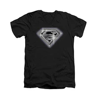 Superman Men's Bling Shield Short Sleeve Adult V Neck Tee / T-Shirt