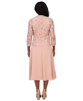 Jessica Howard Women's Soutache Jacket & Jewel-Neck Midi Dress