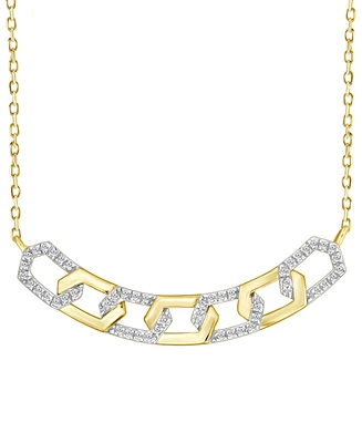 Diamond Geometric Link Pendant Necklace (1/6 ct. t.w.) in 10k Yellow Gold