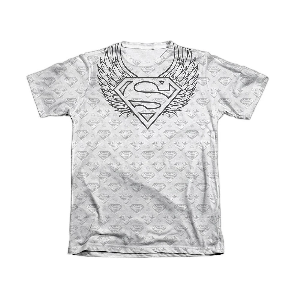 Superman Men's Winged Shield Repeat Adult 65/35 Poly/Cotton Short Sleeve Tee / T-Shirt