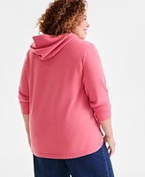 Style & Co Plus Side-Snap Fleece Hoodie, Exclusively at Macy's