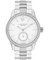 Coach Women's Brooks Automatic Silver Tone Stainless Steel Bracelet Watch, 38mm