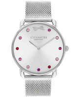 Coach Women's Elliot Silver Tone Stainless Steel Mesh Bracelet Watch, 36mm Gift Set