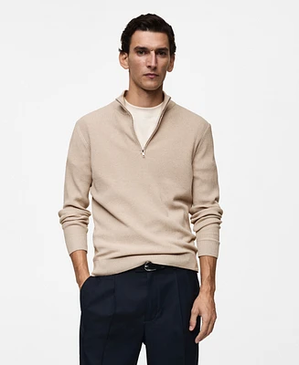 Mango Men's Slim-Fit Quarter-Zip Knit Sweater