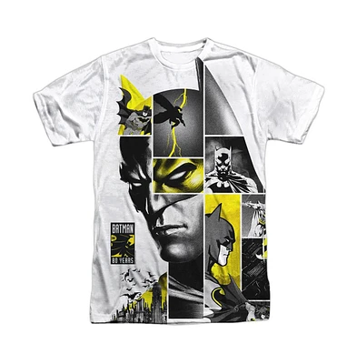 Batman Men's 80th Panels Short Sleeve Adult Poly Crew Tee / T-Shirt