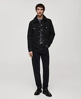 Mango Men's Slim-Fit Shearling-Effect Lining Denim Jacket