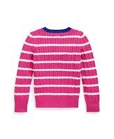 Polo Ralph Lauren Toddler and Little Girls Striped Mini-Cable Cotton Cardigan