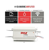 Pyle 4-Channel Bluetooth Marine Amplifier Kit, Waterproof, 1200W, White