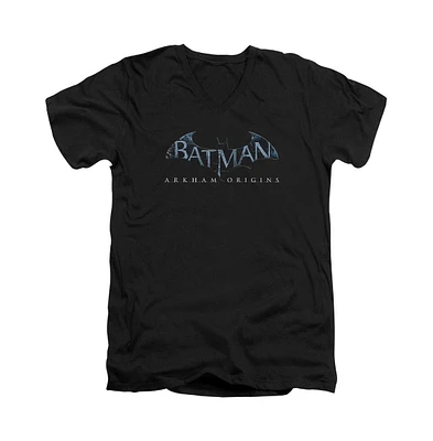 Batman Men's Arkham Origins Logo Short Sleeve Adult V Neck Tee / T-Shirt