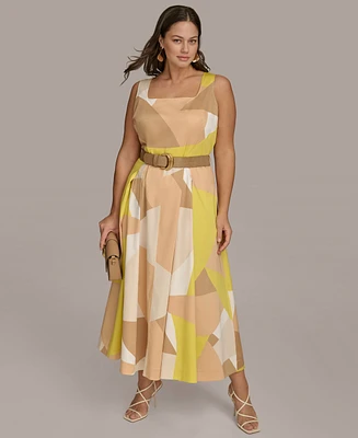 Donna Karan New York Plus Printed Belted Dress