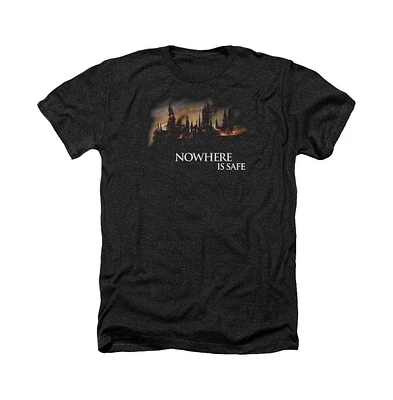 Harry Potter Big & Tall Burning Hogwarts Adult Heather Tee / T-Shirt