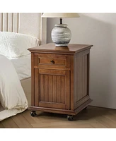 Hulala Home Tasia Traditional End Table with Hooded Caster Wheels and Adjustable Shelves