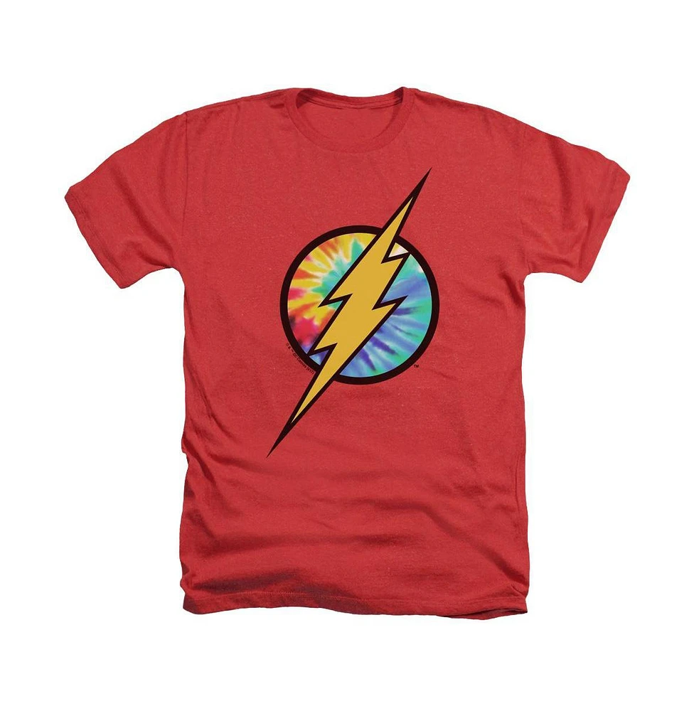 Flash Men's Dc Comics Tie Dye Logo Adult Heather Tee / T-Shirt