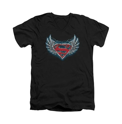 Superman Men's Steel Wings Logo Short Sleeve Adult V Neck Tee / T-Shirt