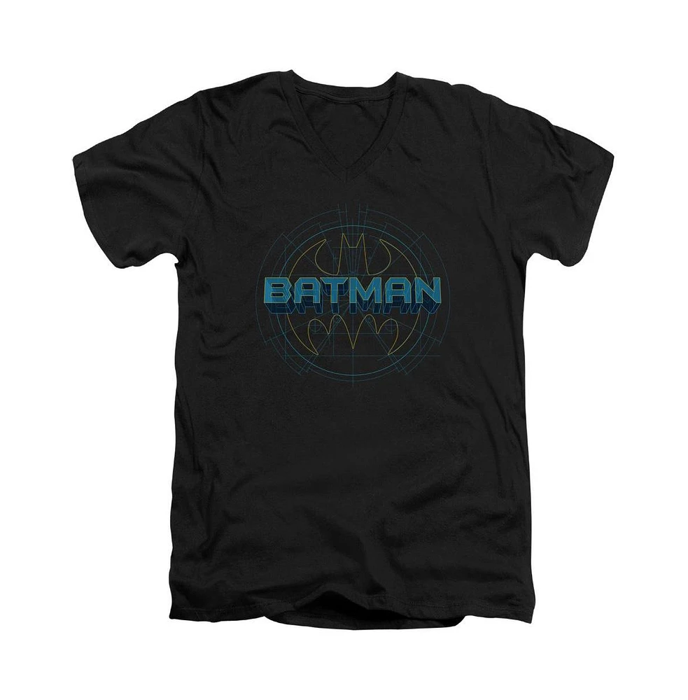 Batman Men's Bat Tech Logo Short Sleeve Adult V Neck Tee / T-Shirt