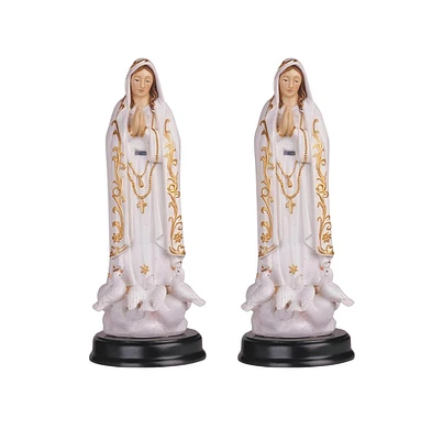 Fc Design "2-pc Set" 5"H Our Lady of Fatima Statue Our Lady of The Holy Rosary of Fatima Holy Figurine Statue Ornament Home Room Office Decor and Perf