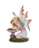 Fc Design "2-pc Set" 6.5"H Fairy Leaning on Mushroom Figurine Statue Ornament Home Room Office Decor and Perfect Ideas for Housewarming, Holidays and