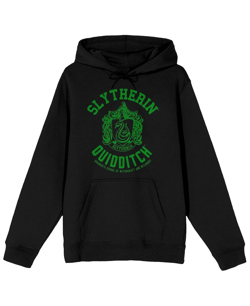 Harry Potter Men's Slytherin Quidditch Crest Long Sleeve Black Adult Hooded