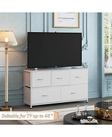 Wlive Dresser for Bedroom with 5 Drawers Wide Chest of Fabric Storage Organizer Unit Bins Closet Living Room Hallway