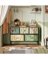 Wlive Dresser for Bedroom with 5 Drawers Wide Chest of Drawers Fabric Dresser Storage Organizer Unit with Fabric Bins for Closet Living Room Hallway F