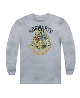 Harry Potter Men's Hogwarts Crest Long Sleeve Adult Tee / T-Shirt