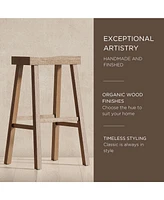 Maven Lane Vincent Wooden Rustic Aesthetic Kitchen Bar Stool, Set of 3