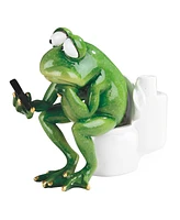 Fc Design "2-pc Set" 5.75"W Frog Sitting on Toilet Statue Funny Animal Figurine Statue Ornament Home Room Office Decor and Perfect Ideas for Housewarm