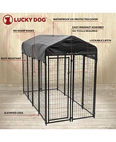 Lucky Dog Uptown Large Outdoor Covered Kennel Secure Fenced Pet Dog Crate