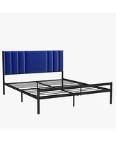 gaomon Platform Bed Frame with Velvet Headboard