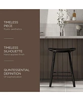 Maven Lane Luna Counter Stool in Rustic Black Wood Finish