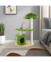 Gymax 38'' Cute Cat Tree Cat Condo Furniture w/ Fully Wrapped Sisal Scratching Posts