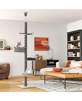 Gymax 5-Tier Floor to Ceiling Cat Tree w/ 93''-107'' Adjustable Height Cozy Hammock & Bed