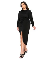 L I V D Plus Estelle Ruched Bodycon Midi Dress