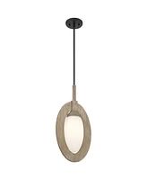 Possini Euro Design Orbit 11" Modern Coastal Pendant Ceiling Light Fixture Dining Room Over Table Kitchen Island Foyer Hanging Brown Matte Black and W