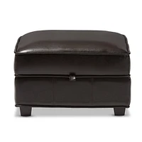 Baxton Studio Agustus Brown Leather Storage Ottoman