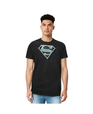 Superman Mens Chrome Shield Adult Heather Tee / T-Shirt