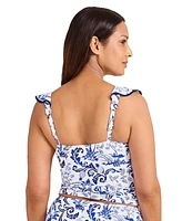 Tommy Bahama Women's Printed Ruffle V-Neck Tankini