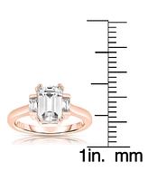 Sterling Silver Cubic Zirconia Square Asscher Ring