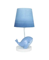 Lambs & Ivy Bubbles & Squirt Hand Painted Whale Lamp with Blue Shade and Bulb