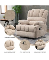 Boyel Living 23" Seat Width and High Back Large Chenille Power Lift Recliner Chair with 8-Point Vibration Massage Lumbar Heating