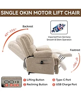 Boyel Living 23" Seat Width and High Back Large Chenille Power Lift Recliner Chair with 8-Point Vibration Massage Lumbar Heating