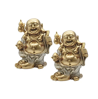 Fc Design "2-pc Set" 8.5"H Gold and Silver Maitreya Buddha Statue Happy Buddha Figurine Statue Ornament Home Room Office Decor and Perfect Ideas for H