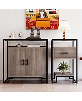 gaomon Modern Farmhouse Buffet Sideboard with Ample Storage Space & Steel Frame for Kitchen